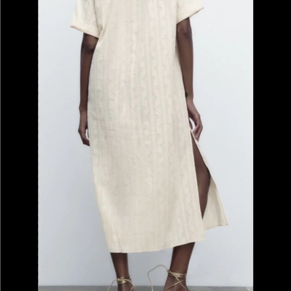 Zara Cream Buttoned Midi Sundress
